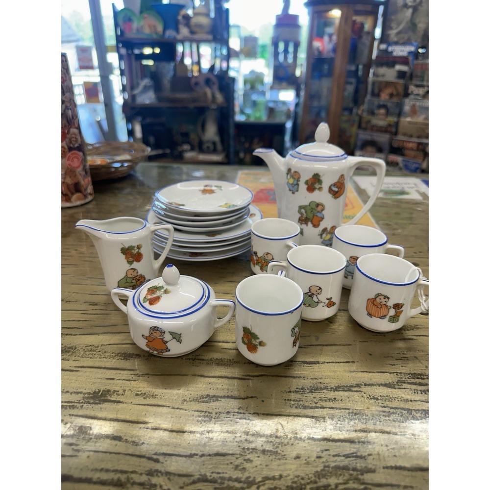 Vintage Child Tea Set 18 Pcs - Happifats Playful Children Rudolstadt Germany